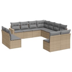 vidaXL Set de sofás de jardín 11pzas con cojines ratán sintético beige