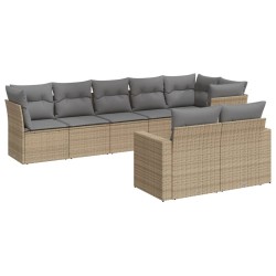 vidaXL Juego de sofás de jardín con cojines beige 8 pzas ratán PE