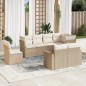vidaXL Juego de sofás de jardín con cojines beige 8 pzas ratán PE vidaXL Juego de sofás de jardín con cojines beige 8 pzas ratán PE