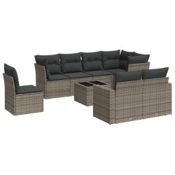 vidaXL Set de muebles de jardín 9 pzas y cojines ratán sintético gris