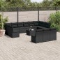 vidaXL Set sofás de jardín 14 pzas con cojines ratán sintético negro vidaXL Set sofás de jardín 14 pzas con cojines ratán sintético negro
