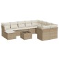 vidaXL Set de sofás de jardín 11pzas con cojines ratán sintético beige vidaXL Set de sofás de jardín 11pzas con cojines ratán sintético beige