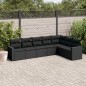 vidaXL Set de comedor de jardín 7 pzas y cojines ratán sintético negro vidaXL Set de comedor de jardín 7 pzas y cojines ratán sintético negro