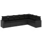 vidaXL Set de comedor de jardín 7 pzas y cojines ratán sintético negro vidaXL Set de comedor de jardín 7 pzas y cojines ratán sintético negro