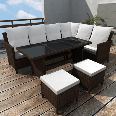 vidaXL Set muebles de jardín 4 piezas y cojines ratán sintético marrón
