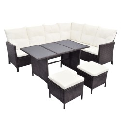 vidaXL Set muebles de jardín 4 piezas y cojines ratán sintético marrón