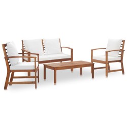 vidaXL Set de muebles de jardín 4 pzs y cojines madera maciza acacia