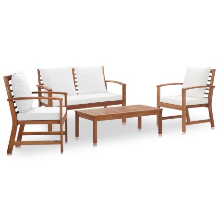 vidaXL Set de muebles de jardín 4 pzs y cojines madera maciza acacia