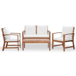 vidaXL Set de muebles de jardín 4 pzs y cojines madera maciza acacia