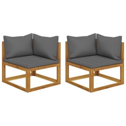 vidaXL Sofás modulares de esquina con cojines 2 uds madera de acacia
