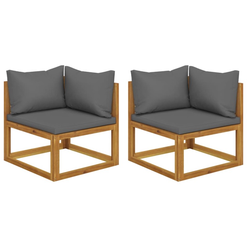 vidaXL Sofás modulares de esquina con cojines 2 uds madera de acacia vidaXL Sofás modulares de esquina con cojines 2 uds madera de acacia