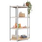 vidaXL Estantería esquina 4 niveles madera contrachapada y acero plata vidaXL Estantería esquina 4 niveles madera contrachapada y acero plata