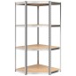 vidaXL Estantería esquina 4 niveles madera contrachapada y acero plata vidaXL Estantería esquina 4 niveles madera contrachapada y acero plata