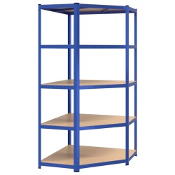 vidaXL Estantería esquina 5 niveles madera contrachapada y acero azul