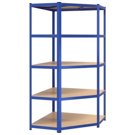 vidaXL Estantería esquina 5 niveles madera contrachapada y acero azul