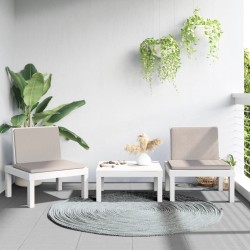 vidaXL Juego de muebles de jardín 3 piezas con cojines PP blanco