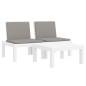 vidaXL Juego de muebles de jardín 3 piezas con cojines PP blanco vidaXL Juego de muebles de jardín 3 piezas con cojines PP blanco