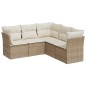 vidaXL Juego de sofás jardín con cojines 5 pzas ratán sintético beige vidaXL Juego de sofás jardín con cojines 5 pzas ratán sintético beige