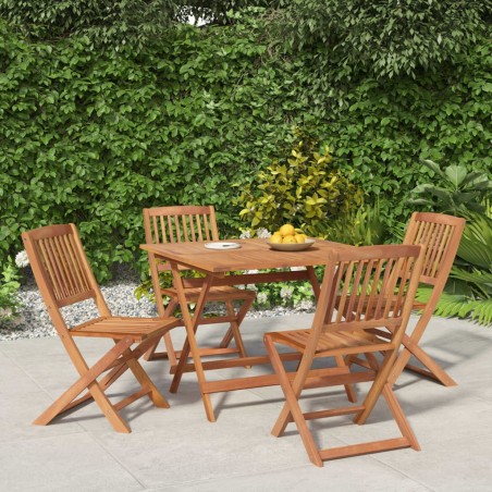 vidaXL Juego de comedor de jardín 5 piezas madera maciza de acacia