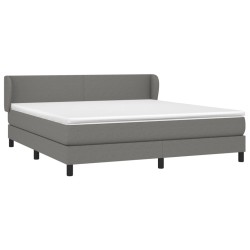 vidaXL Cama box spring con colchón tela gris oscuro 160x200 cm