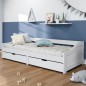 vidaXL Sofá cama con 2 cajones madera maciza pino blanca IRUN 90x200cm vidaXL Sofá cama con 2 cajones madera maciza pino blanca IRUN 90x200cm