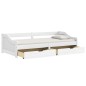 vidaXL Sofá cama con 2 cajones madera maciza pino blanca IRUN 90x200cm vidaXL Sofá cama con 2 cajones madera maciza pino blanca IRUN 90x200cm