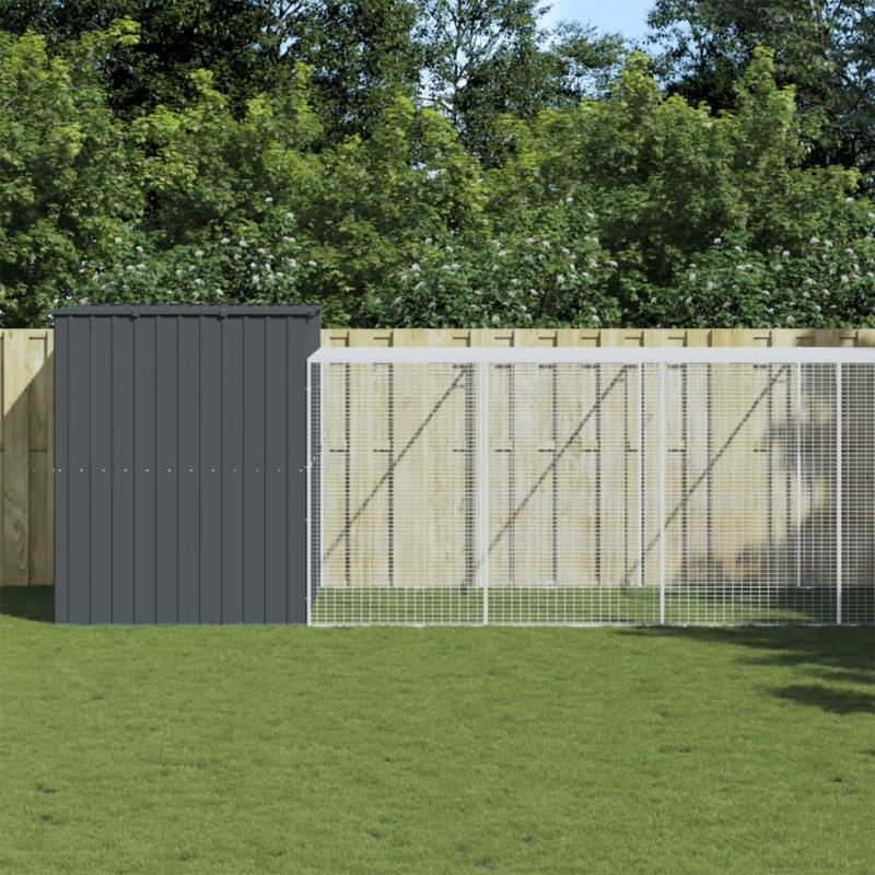 vidaXL Caseta perros con corral acero galvanizado gris 214x1069x181 cm vidaXL Caseta perros con corral acero galvanizado gris 214x1069x181 cm