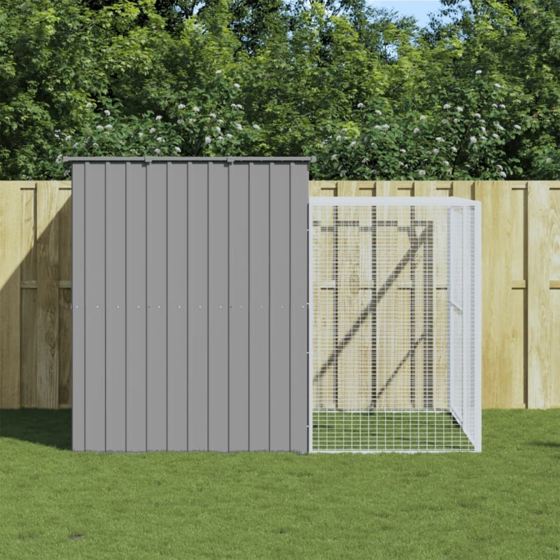vidaXL Caseta perros corral acero galvanizado gris claro 214x253x181cm vidaXL Caseta perros corral acero galvanizado gris claro 214x253x181cm