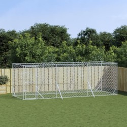 vidaXL Perrera de exterior acero galvanizado plateado 6x2x2 m