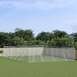 vidaXL Perrera de exterior acero galvanizado plateado 8x12x2 m