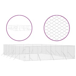 vidaXL Perrera de exterior acero galvanizado plateado 8x12x2 m