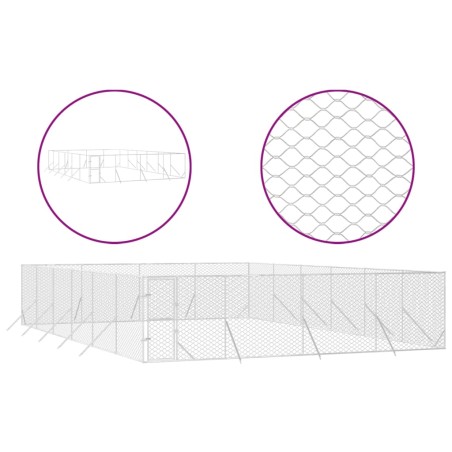 vidaXL Perrera de exterior acero galvanizado plateado 8x12x2 m