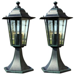 vidaXL Lámpara de jardín 2 uds aluminio verde oscuro/negro 