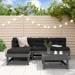 vidaXL Juego de sofás de jardín 5 piezas madera maciza de pino gris