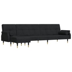 vidaXL Sofá cama en forma de L terciopelo negro 271x140x70 cm