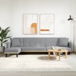 vidaXL Sofá cama en forma de L tela gris claro 275x140x70 cm