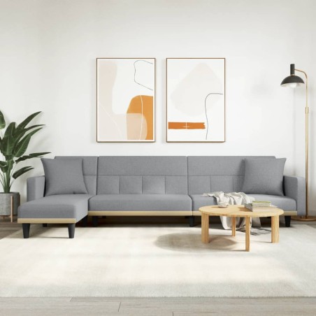 vidaXL Sofá cama en forma de L tela gris claro 275x140x70 cm