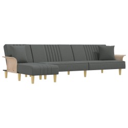vidaXL Sofá cama en forma de L tela gris oscuro 279x140x70 cm