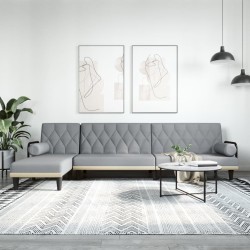 vidaXL Sofá cama en forma de L tela gris claro 260x140x70 cm