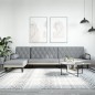 vidaXL Sofá cama en forma de L tela gris claro 260x140x70 cm vidaXL Sofá cama en forma de L tela gris claro 260x140x70 cm