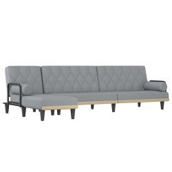 vidaXL Sofá cama en forma de L tela gris claro 260x140x70 cm