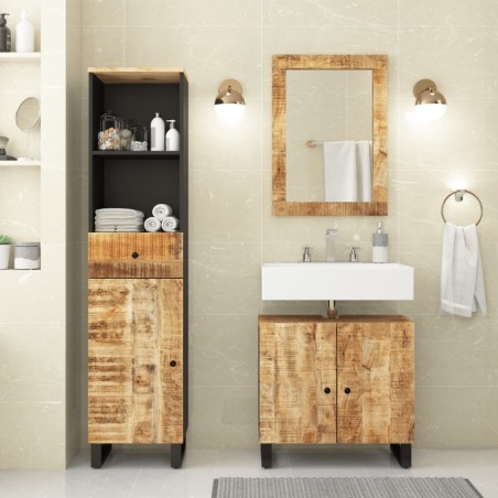 vidaXL Conjunto de muebles de baño 3 piezas madera maciza de mango