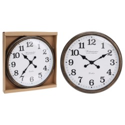 H&S Collection Reloj de pared London blanco y marrón