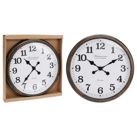 H&S Collection Reloj de pared London blanco y marrón