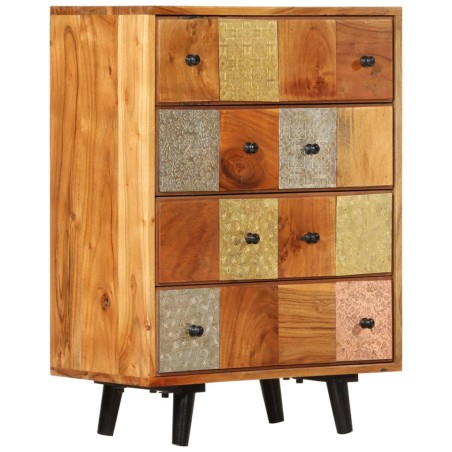 vidaXL Cómoda de cajones metal y madera maciza de acacia 55x30x75 cm