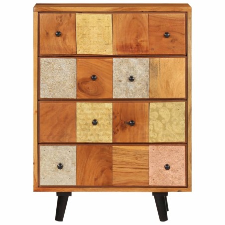vidaXL Cómoda de cajones metal y madera maciza de acacia 55x30x75 cm