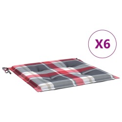 vidaXL Cojines de silla de jardín 6 uds tela a cuadros rojo 40x40x3 cm