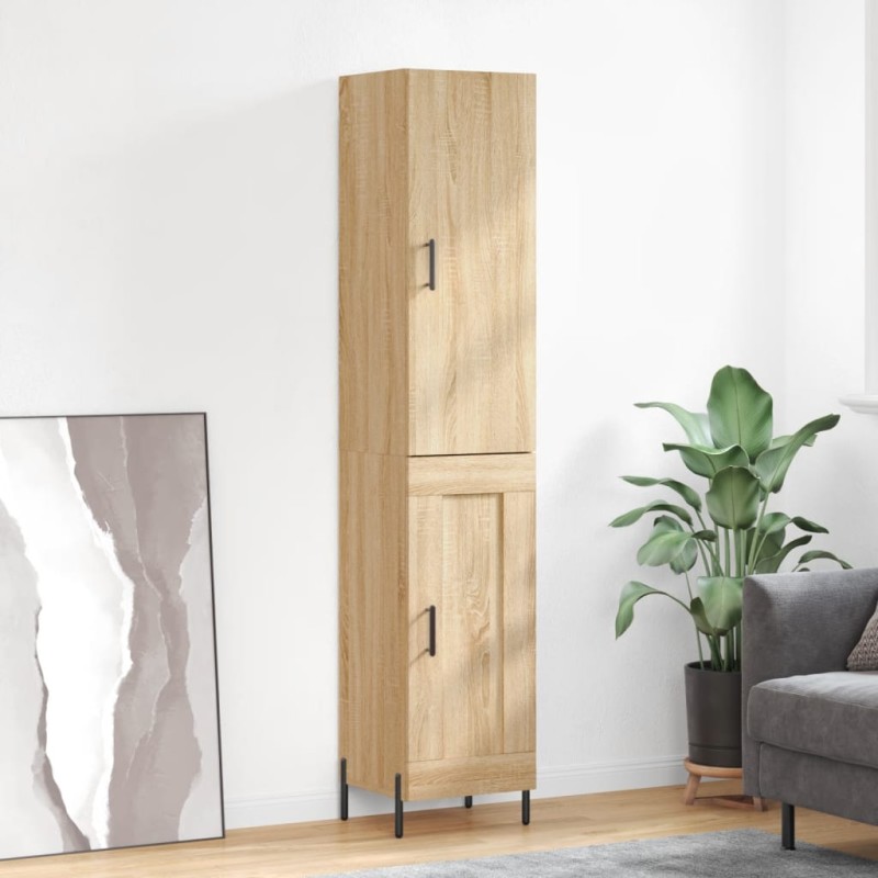vidaXL Aparador de madera contrachapada roble Sonoma 34,5x34x180 cm vidaXL Aparador de madera contrachapada roble Sonoma 34,5x34x180 cm