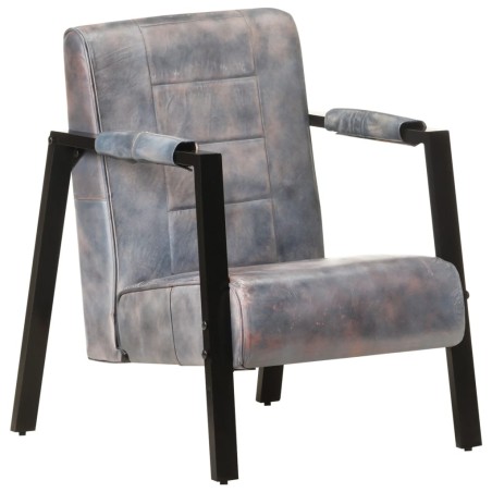vidaXL Sillón de cuero de cabra real gris 60x80x87 cm