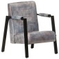 vidaXL Sillón de cuero de cabra real gris 60x80x87 cm